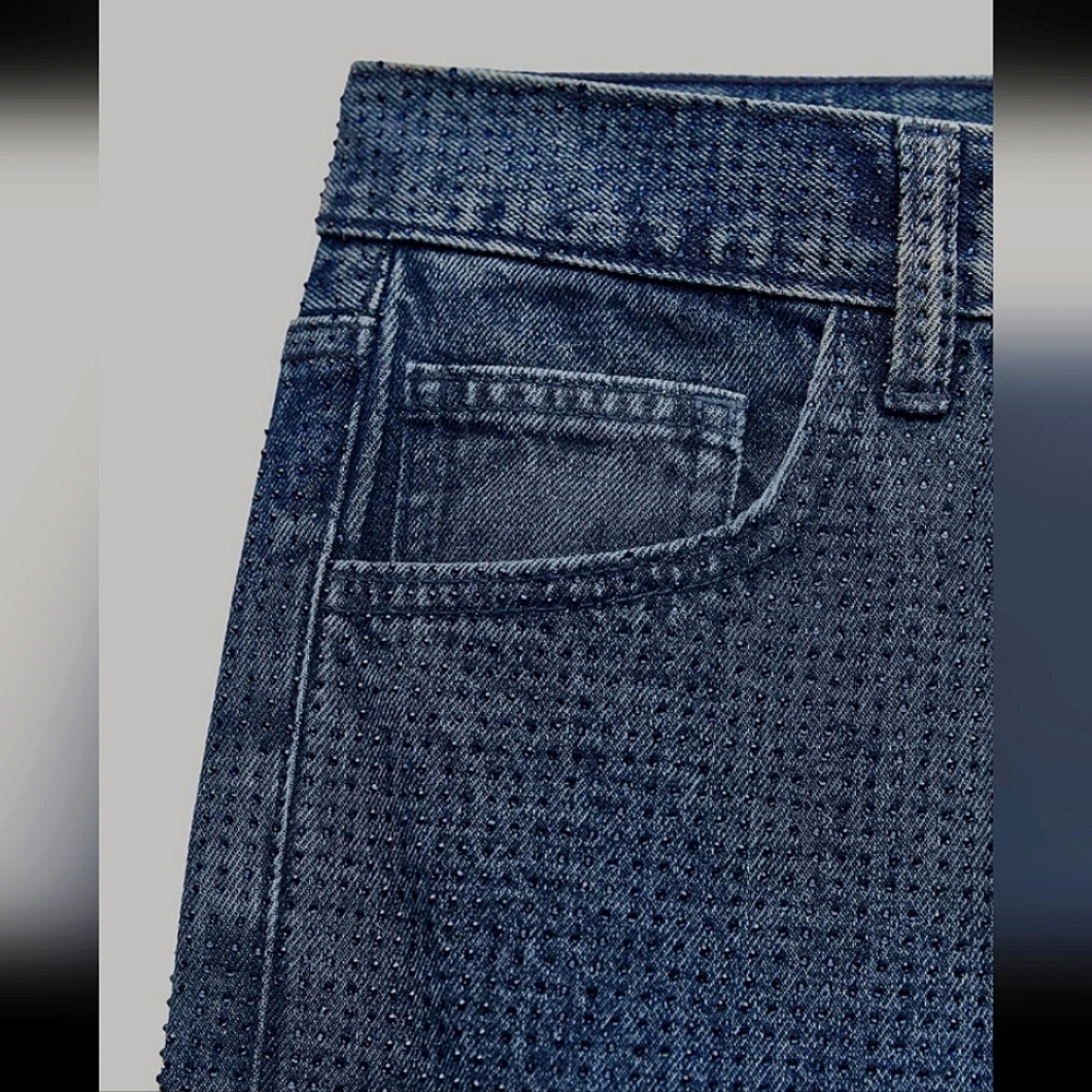 RHINESTONES HIGH RISE BOOTCUT JEANS 💙💙💙 ZARA ZW COLLECTION